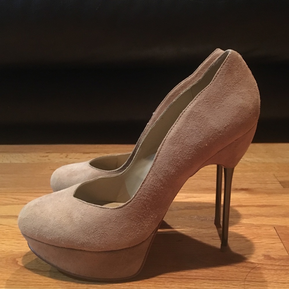 Beige suede Aldo platform heels